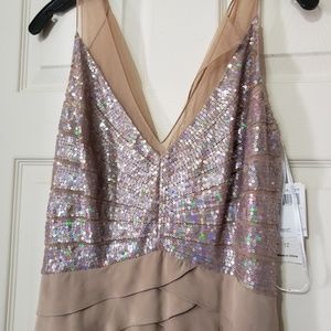 Sequined tiered fully lined evening gown by Chetta